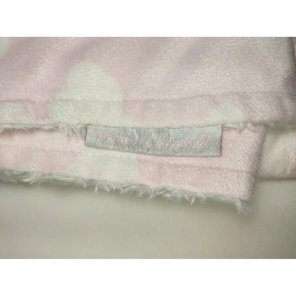 Blankets & Beyond Pink White Cloud Bunny Puppy Shaggy Blanket Lovey Girl